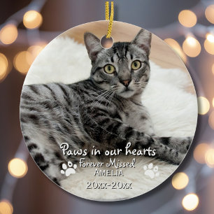 Paw in unseren Herzen 2 Foto Haustier Gedenkstück Keramik Ornament