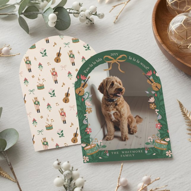 Paw La Woof Nutcracker Pet Foto Weihnachtskarte Einladung (Paw La La Woof Nutcracker Pet Photo Christmas Invitation)