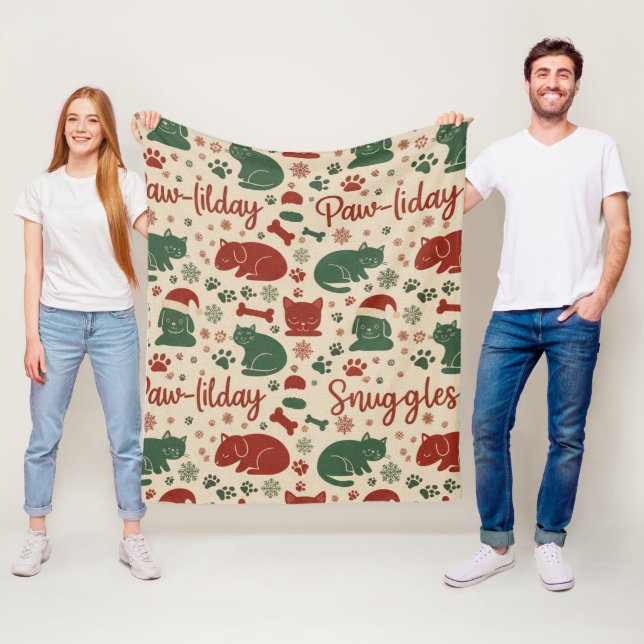 Paw-liday Snuggles Pet Lover Dog Cat Christmas Fleecedecke (Beispiel)