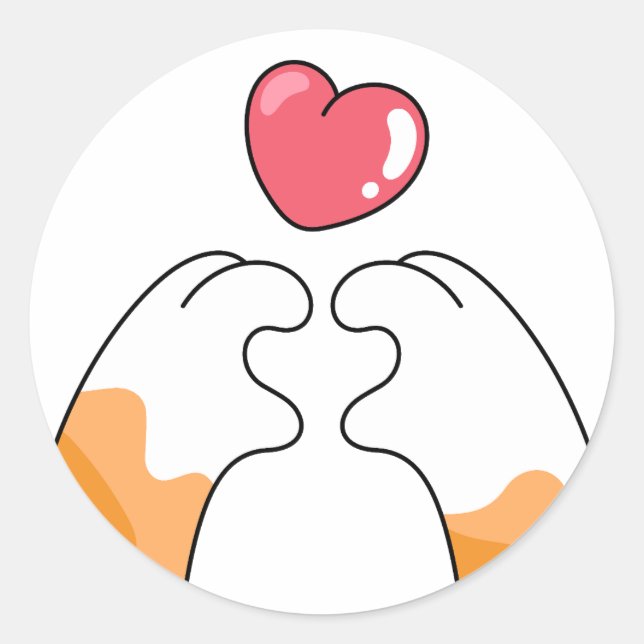 Paw Love: Cute Cat Paws Illustration Runder Aufkleber (Vorderseite)