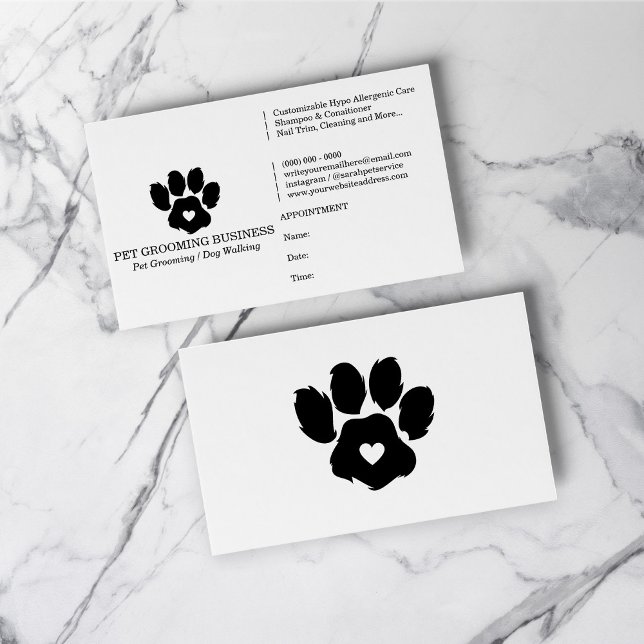 Paw Minimalistisch Pet Branding Termin Erinnerung Visitenkarte (Paw Minimalist Pet Branding Appointment Reminder Business Card)