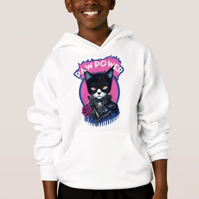 Paw Power Punk Cat Hoodie (Vorderseite)