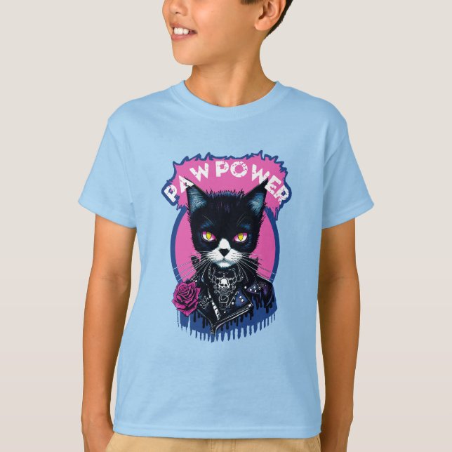 Paw Power Punk Cat T-Shirt (Vorderseite)