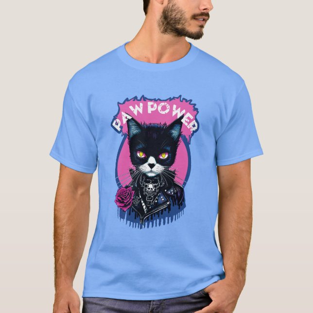 Paw Power Punk Cat T-Shirt (Vorderseite)