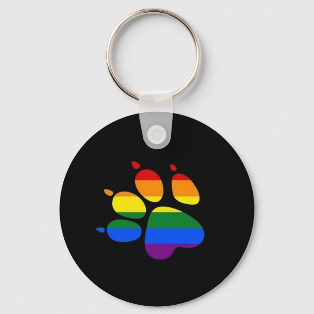 Paw Pride Flag LGBT Schlüsselanhänger (Vorderseite)