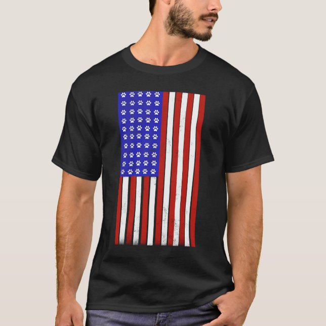 Paw Print American Flag T-Shirt (Vorderseite)