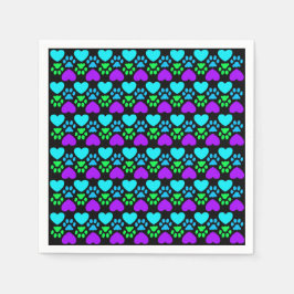 Paw Print and Heart Serviette