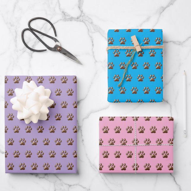 Paw Print Animal Lover Geschenkpapier Set (Vorderseite)