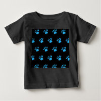 Paw Print Baby's T - Shirt (Black & Blue)