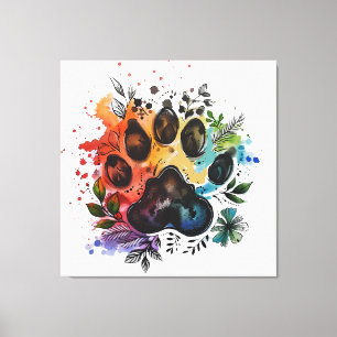 Paw Print Boho Wasserfarbe Leinwanddruck