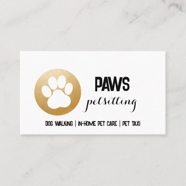 Paw Print Business Card Visitenkarte (Vorderseite)