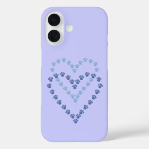 Paw Print Case-Mate iPhone 16 Hülle Blau & Lavende