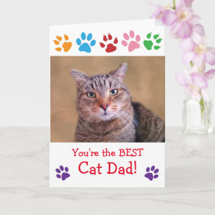 Paw Print Cat Vater Foto Geburtstag Karte