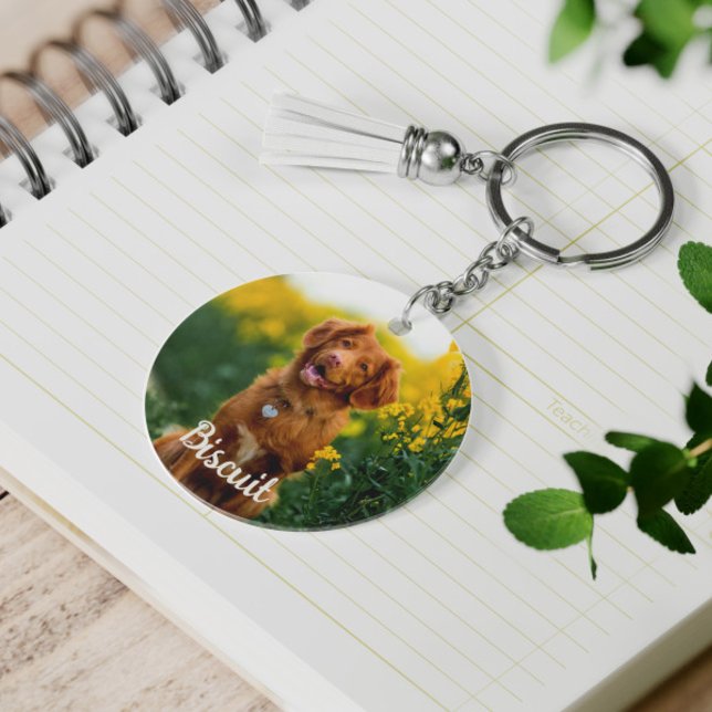 Paw Print Cookies Light Blue Pattern Monogram Schlüsselanhänger (Von Creator hochgeladen)