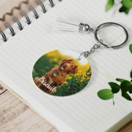 Paw Print Cookies Light Orange Pattern Monogram Schlüsselanhänger