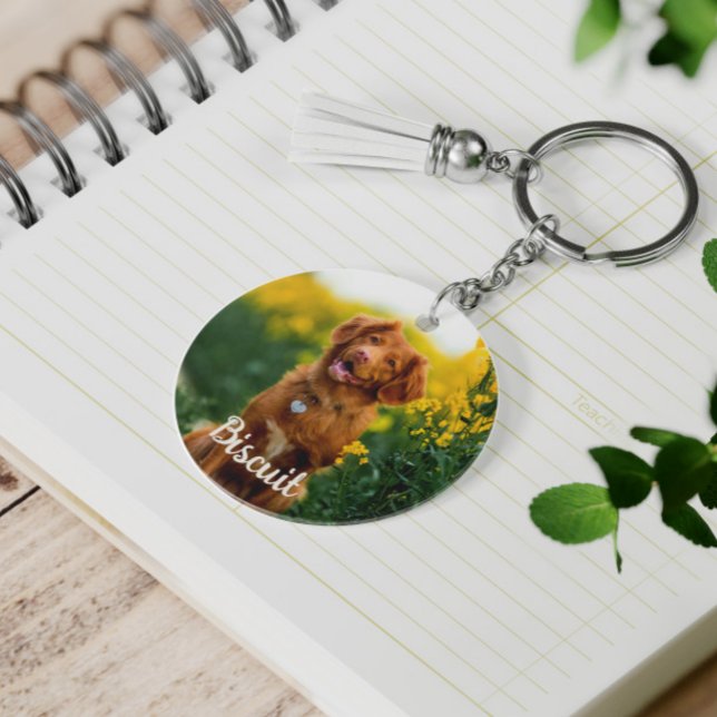 Paw Print Cookies Light Orange Pattern Monogram Schlüsselanhänger (Von Creator hochgeladen)