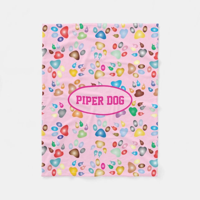Paw Print Dog Fleece Blanket (Vorderseite)