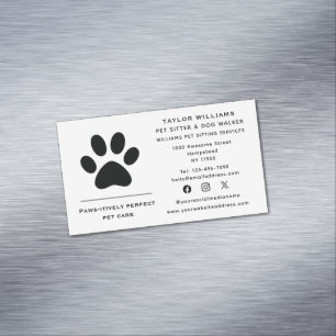 Paw Print Dog Walker Cat Pet Sitter Social Media Magnetische Visitenkarte