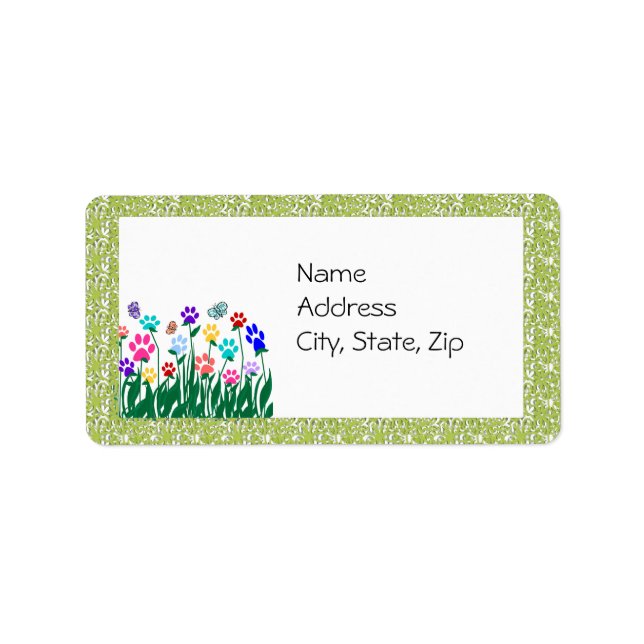 Paw Print Garden Address Label Adressaufkleber (Vorne)