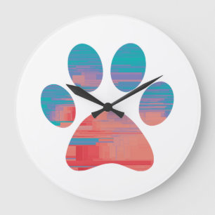 Paw Print Große Wanduhr