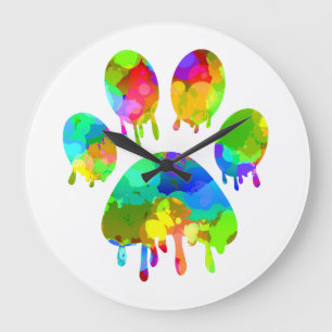 Paw Print Große Wanduhr