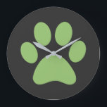 Paw Print  Große Wanduhr<br><div class="desc">Fun Paw Print Design für Tierfreunde!</div>