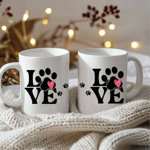Paw Print Heart Coffee Tasse