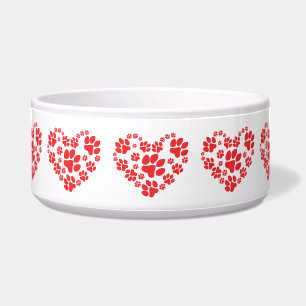 Paw Print Heart Dog Bowl Napf