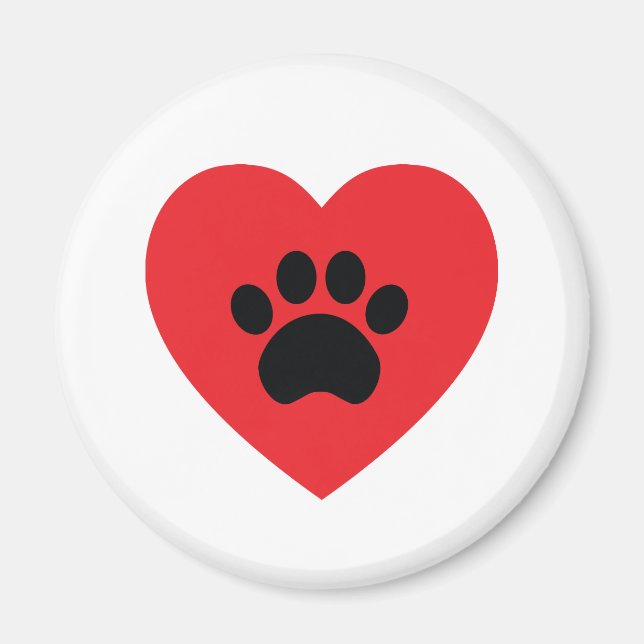 Paw Print Heart Magnet (Vorne)