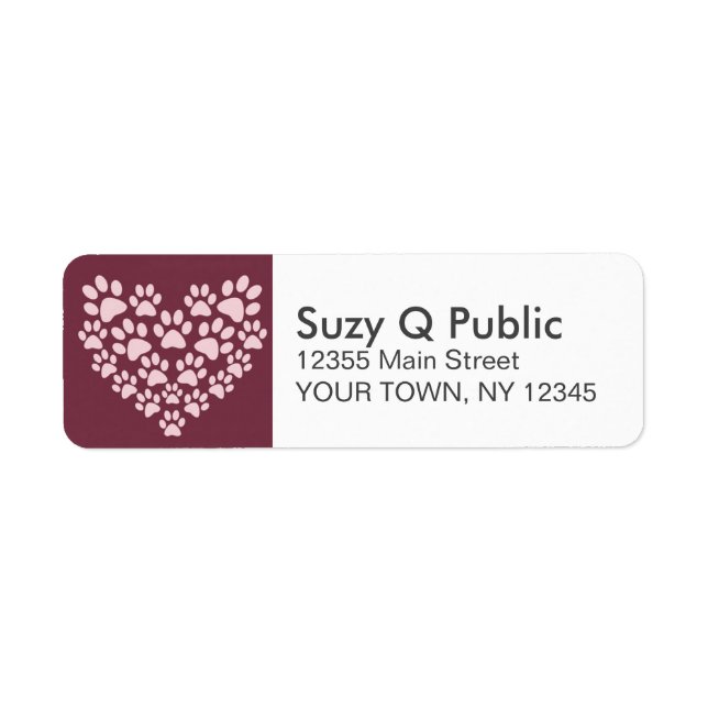 Paw Print Heart Personal Address Labels (Vorne)