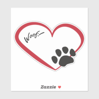 Paw Print Heart Sticker