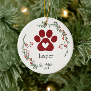 Paw Print Holly und Berry Weihnachtsschmuck
