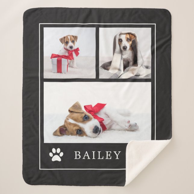 Paw Print | Hund oder Welpe mit mehreren Fotos Sherpadecke (Vorderseite)