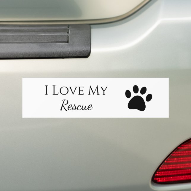 Paw Print I Liebe My Rescue Schwarz-weiß Autoaufkleber (Auf Auto)