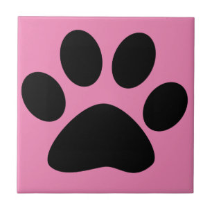 Paw Print Large Pattern Schwarz Pink Niedlich Stil Fliese