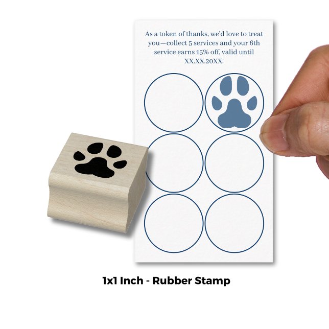 Paw Print - Loyalty Card Devaluation  Gummistempel (Paw Print - Loyalty Card Devaluation 1" Inch Rubber Stamp)