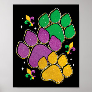Paw Print Mardi Gras Dog Lover Masquerade Festival Poster