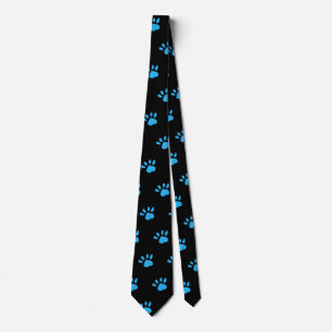 Paw Print Neck Tie (Schwarz & Blau) Krawatte