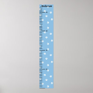Paw Print Niedlich Blue Baby Boy Growth Chart Poster