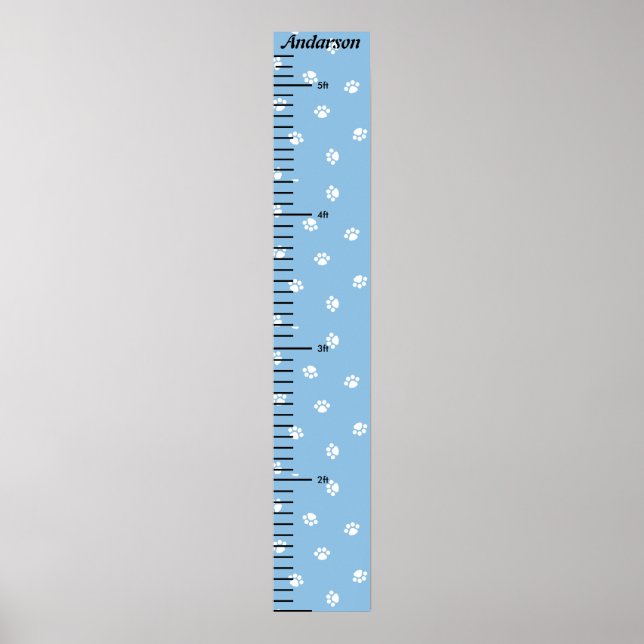 Paw Print Niedlich Blue Baby Boy Growth Chart Poster (Vorne)