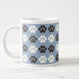Paw Print Pattern Silver Blue Jumbo-Tasse