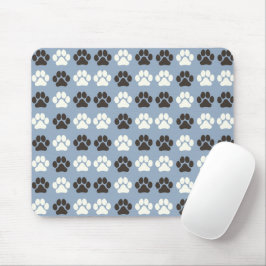 Paw Print Pattern Silver Blue Mousepad
