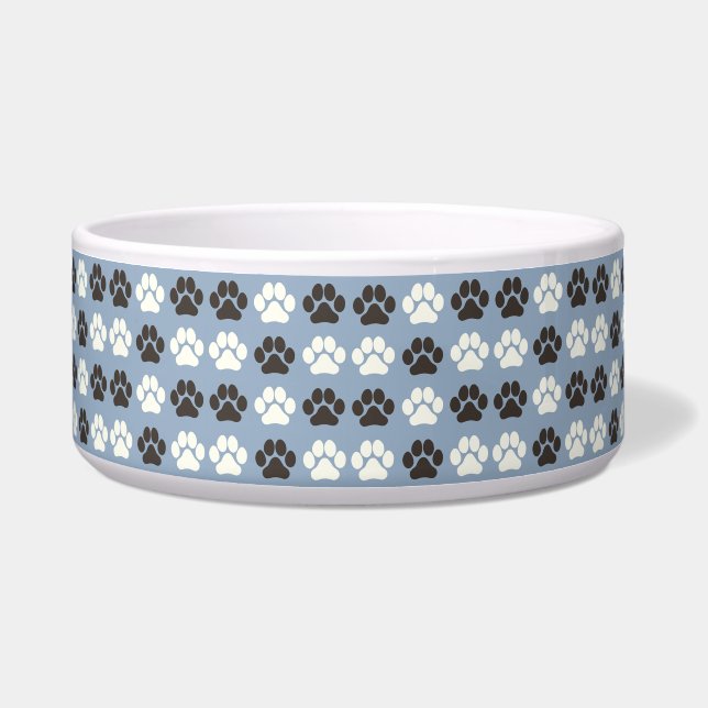 Paw Print Pattern Silver Blue Napf (Vorderseite)