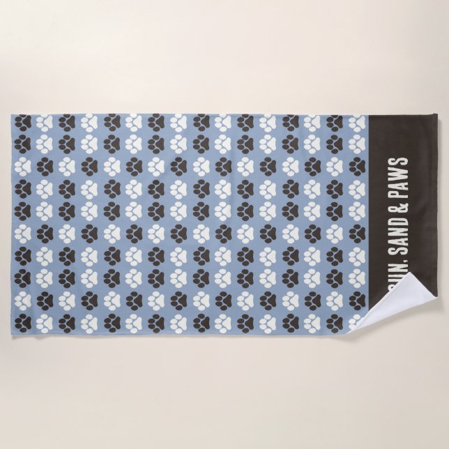 Paw Print Pattern Silver Blue Strandtuch (Vorderseite)