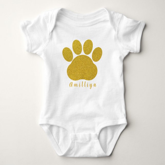 Paw Print Personalisiert Name Niedlich Morden Baby Strampler (Vorderseite)