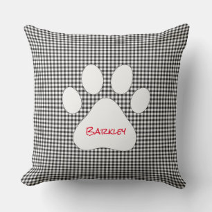 Paw Print Pet NAME Gingham Dog Cat Family Kissen
