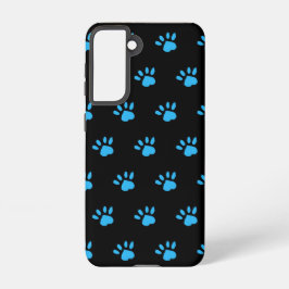 Paw Print Phone Case (Schwarz & Blau) Samsung Galaxy Hülle