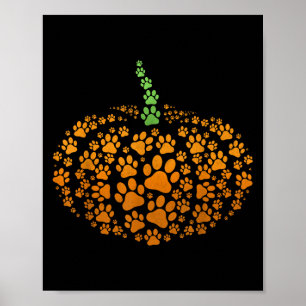 Paw Print Pumpkin Halloween Poster