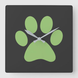 Paw Print Quadratische Wanduhr