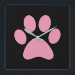 Paw Print Quadratische Wanduhr<br><div class="desc">Fun Paw Print Design für Tierfreunde!</div>